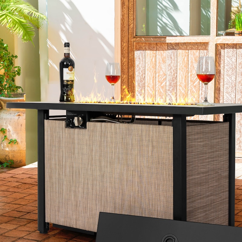 Outdoor 43’’ Fire Pit Table, 50,000 BTU Propane Fire Pit with Lid