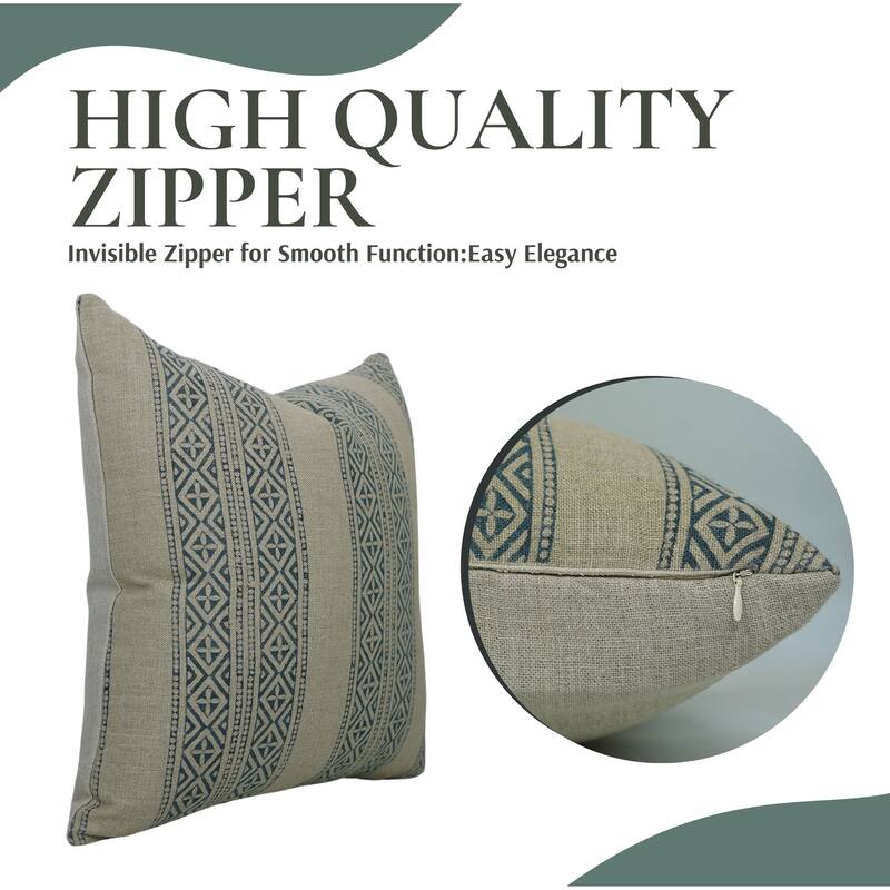Linen Farmhouse Block print pillow Cover - Kaju Katli