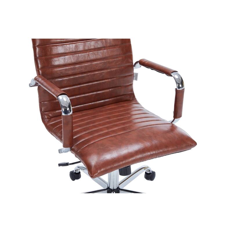 Harris Ergonomic Mid-Back Leather Office Chair with Metal Frame, Adjustable Height, Tilt Lock, and Swivel for Home Office