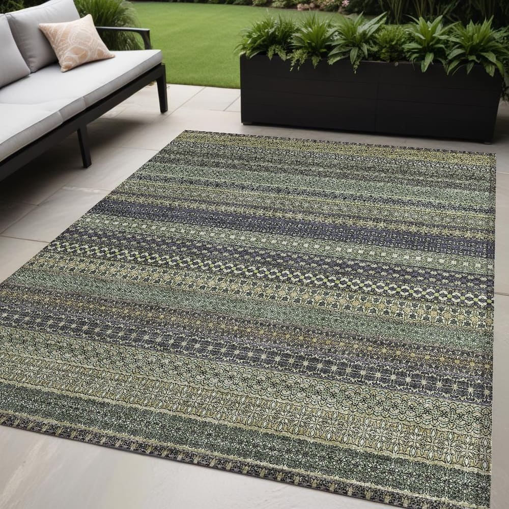 Tax Stripe Weather Resistant Timeless Fusion Outdoor Rug