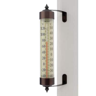 Glass Tube Window Thermometer - 12" - Bronze and White