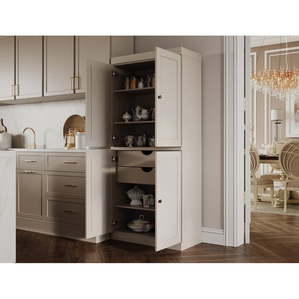 Palace Imports 100% Solid Wood Pantry Cabinet, Raised Panel Doors, 2 Drawers, Adjustable Shelves, 32" Wide, 71.5" Tall