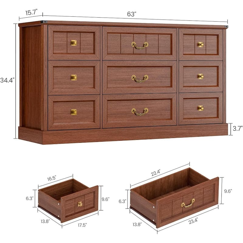 Farmhouse Drawers Dresser for Bedroom Wood Rustic Chest of Drawers