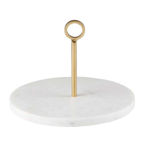 Shop 8 White Round Marble Serving Tray With Brass Handle On Sale Overstock 31713962