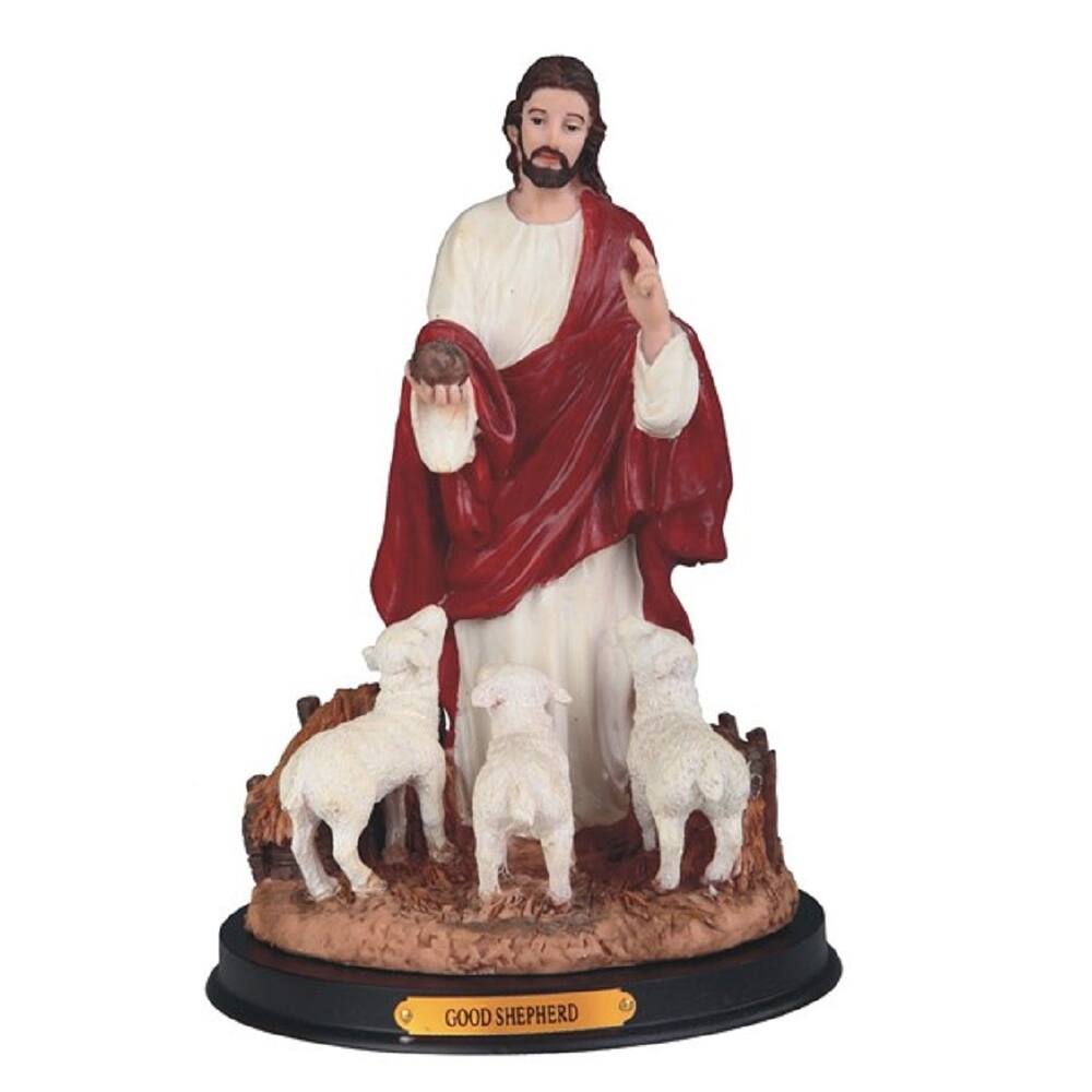 Q-Max 9"H Good Shepherd Statue Holy Figurine Religious Decoration