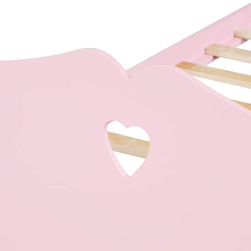 Pink Wood Twin Platform Bed with Headboard