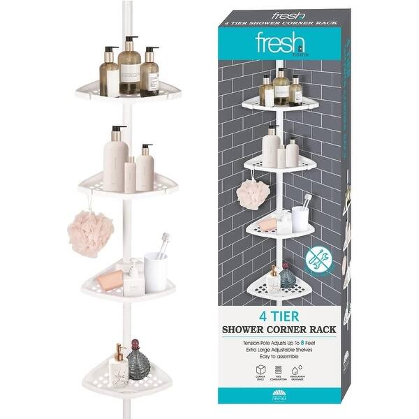 QXDRAGON Corner Shower Caddy, 3 Tier Corner Shower Shelf Waterproof For Bathroom Storage White