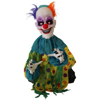 Haunted Hill Farm 2-ft. Animated Clown, Indoor/Covered Outdoor ...