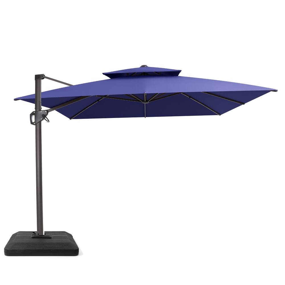 VredHom Patio Outdoor 9 x 11 FT Double Top Aluminum Cantilever-Offset Umbrella with Premium Weight Base
