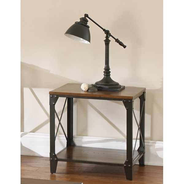 carbon loft fischer solid wood and iron rustic chairside table