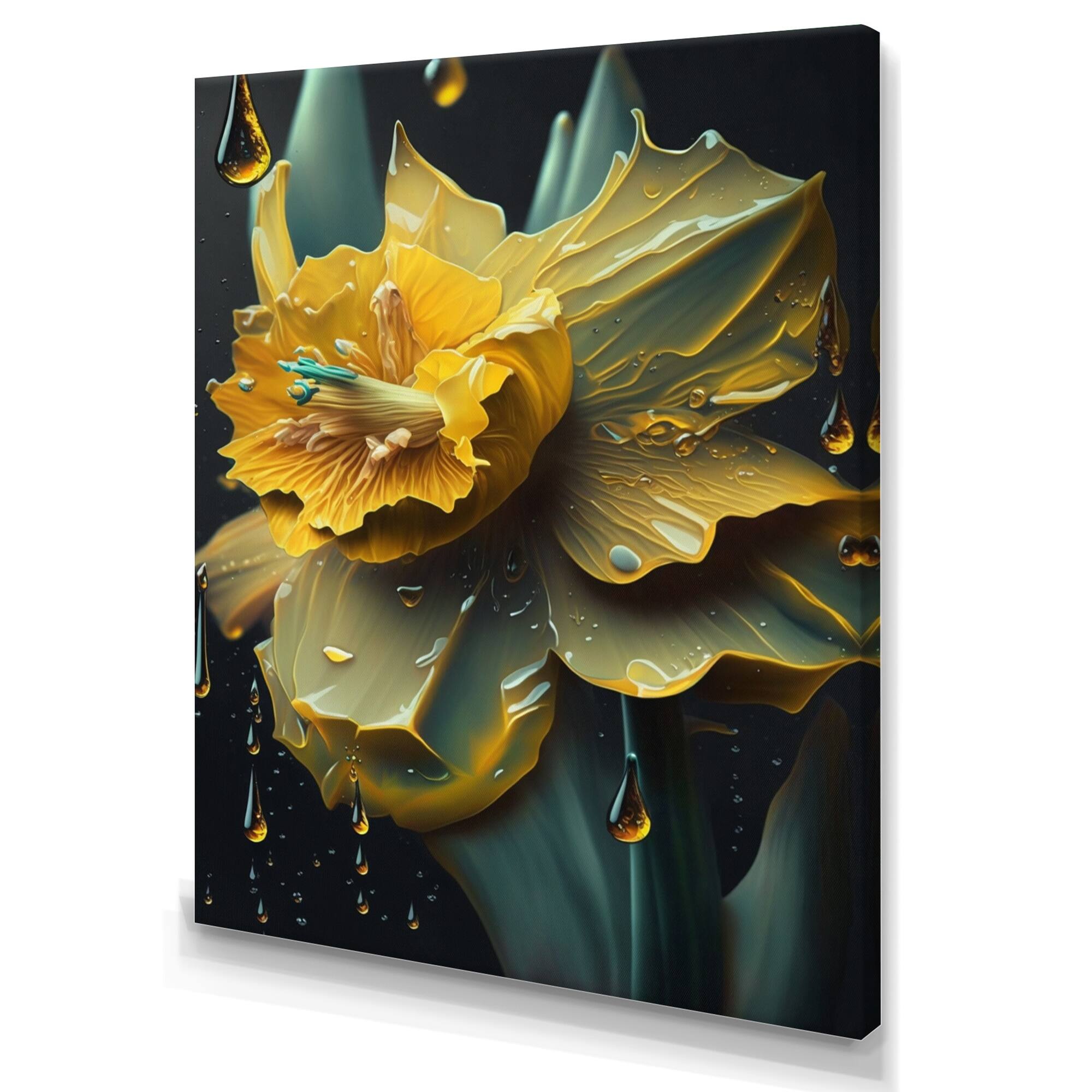Designart 'Yellow Daffodil Flowers' Floral & Botanical Canvas Wall Art ...