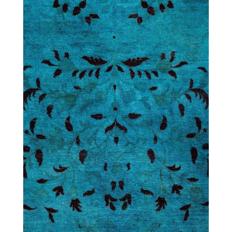 Overton Hand Knotted Wool Vintage Inspired Modern Contemporary Overdyed Blue Area Rug - 10' 1" x 17' 10"