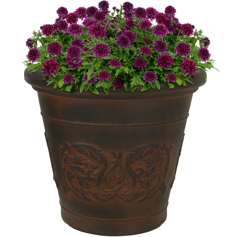 Arabella Outdoor Double-Walled Flower Pot Planter - Rust -16"- Single - 1