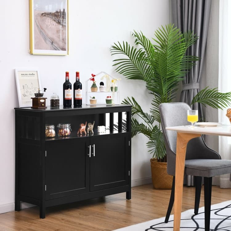 Kitchen Buffet Server Sideboard Storage Cabinet with 2 Doors and Shelf - 40" x 16" x 34" (L x W x H)