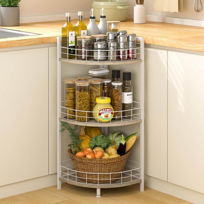 Bathroom Standing Shelf - 11.89"D x 11.89"W x 34.12"H