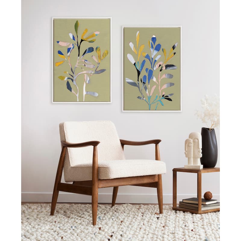 Sylvie Beaded Sedum I and II Framed Canvas Art Set by Nikita Jariwala
