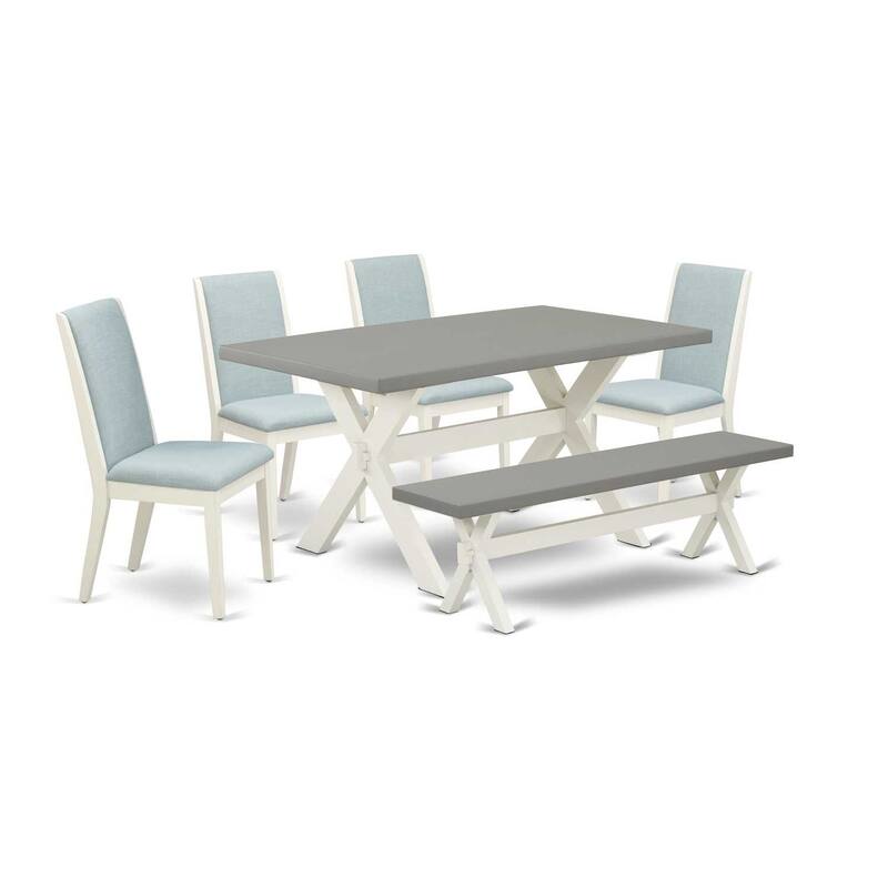 HomeStock 6-Piece Natural Oak Finish Solid Wood Top dining Table with 1-Bench and 4-Chairs