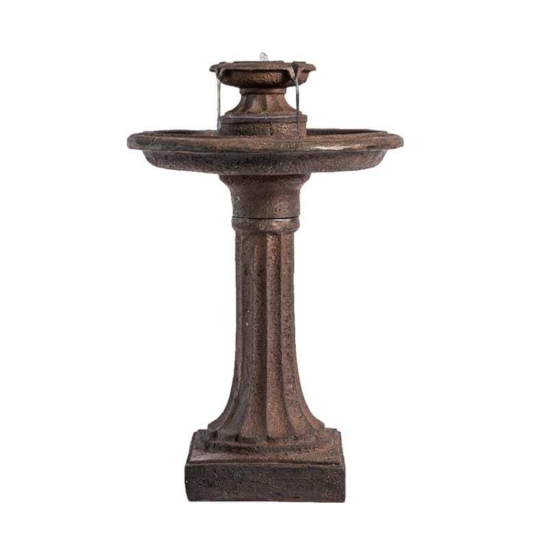 Classic 1-tier bird bath water fountain in brown resin - ideal for outdoor gardens and patios.