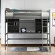preview thumbnail 11 of 34, Multifunctional Design Wood Loft Bed with Built-in Storage Shelves, Desk and Ladder, Twin size Grey
