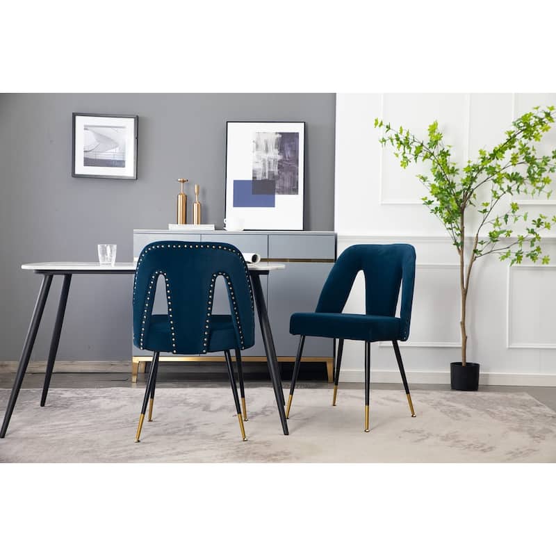 GDFStudio Modern Armless Velvet Upholstered Dining Chairs with Metal Legs