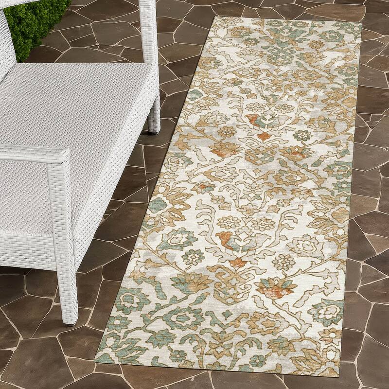 Machine Washable Indoor/ Outdoor Global Avon Chantille Rug - Ivory - 2'3" x 7'6"
