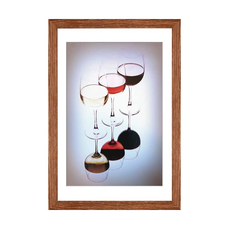 iCanvas "Three Glasses Of Wine, White, Rose And Red" by George Oze PFA - Walnut - 24x16x1