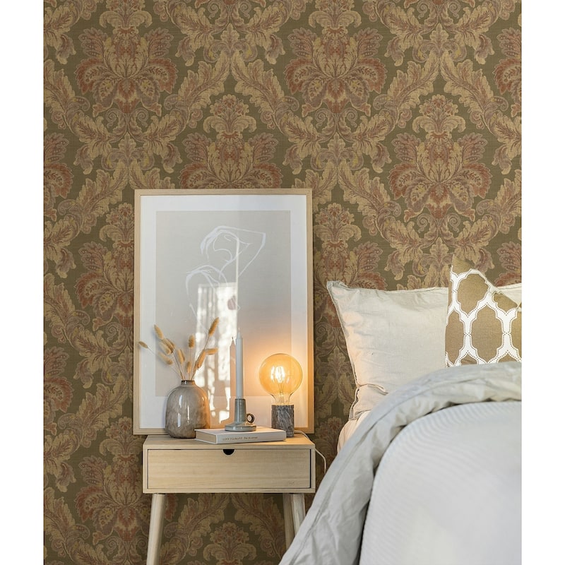 Seabrook Designs Rosita Acanthus Damask Unpasted Wallpaper