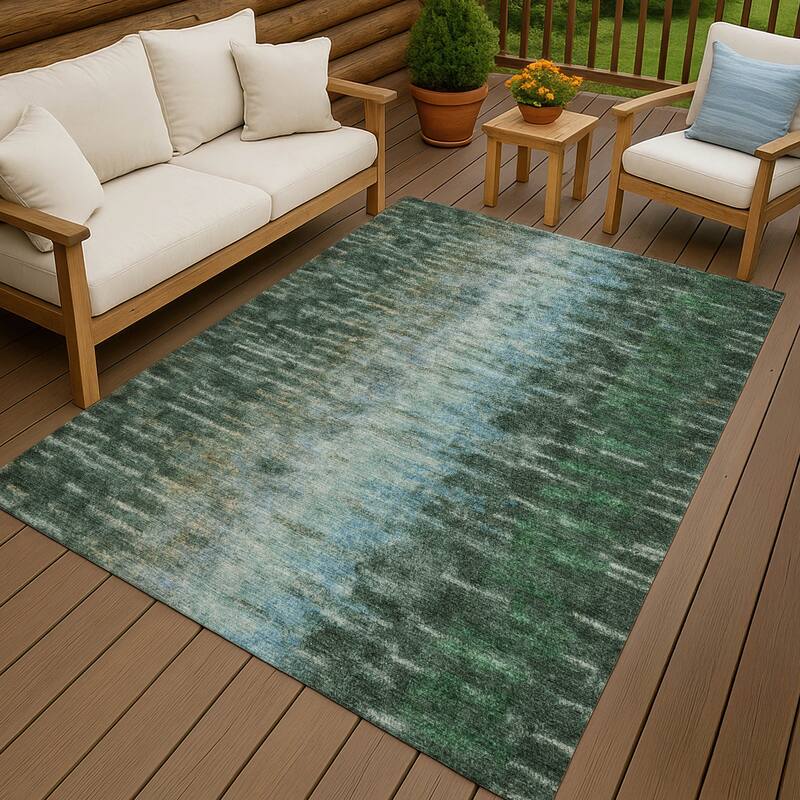 Machine Washable Indoor/ Outdoor Contemporary Ombre Chantille Rug