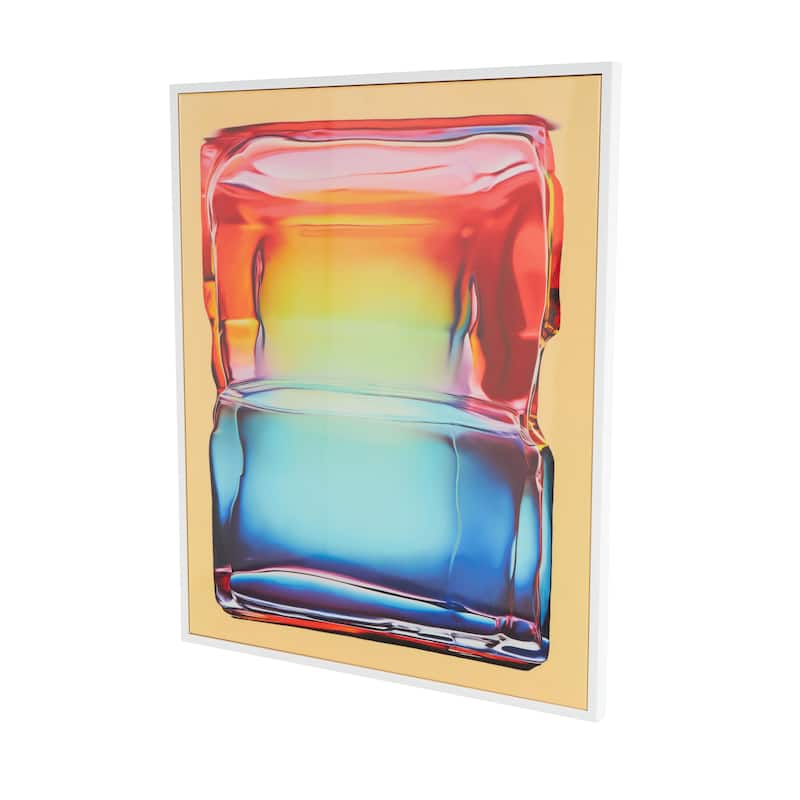 Canvas Abstract Cube Framed Wall Art with White Frame - Multi Colored - Roche River Decor