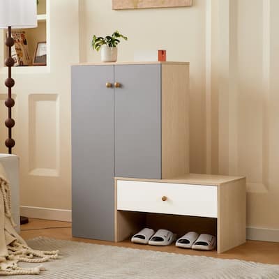 Multi-functional Shoe Storage Cabinet with Adjustable Shelves for 12 Pairs Entryway Shoe Storage with Shoe Bench