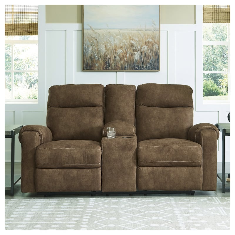 Signature Design by Ashley Edenwold Brown Reclining Loveseat with Console - 75"W x 40"D x 40"H - Brown