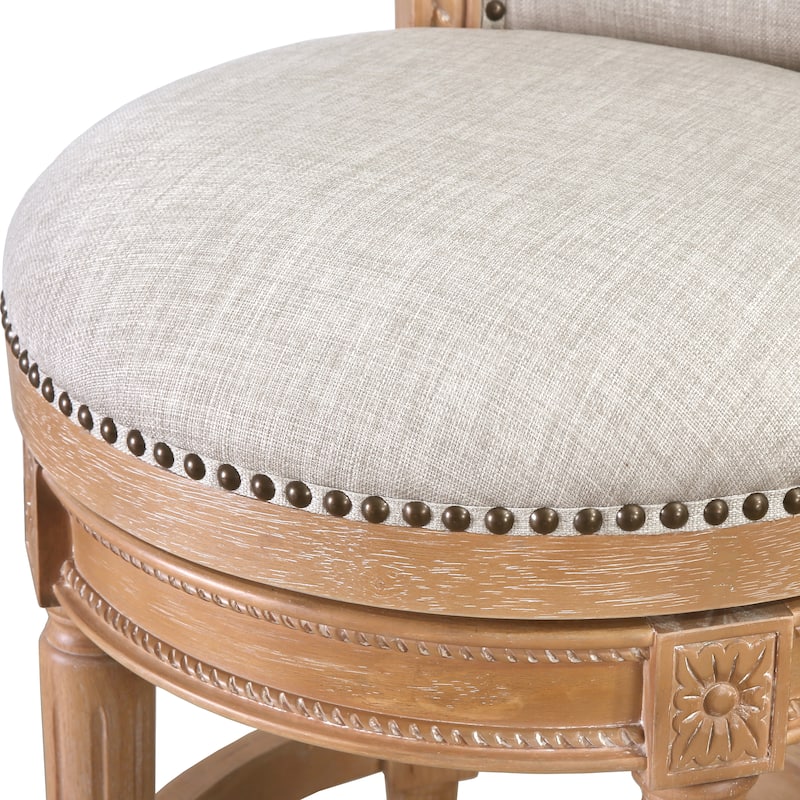 Copper Grove Rijssen Swivel Bar-Height Stool with High Seat Back