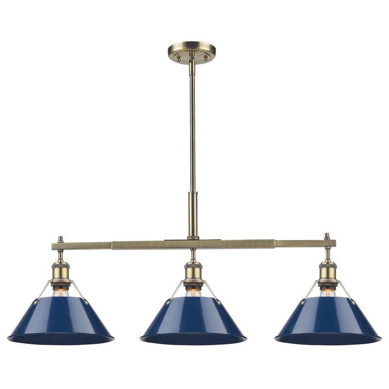 Golden Lighting 3306-LP AB Orwell 3 Light 36" Wide Linear Pendant