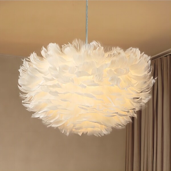 White feather pendant light on sale