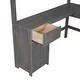 preview thumbnail 8 of 15, Full Size Loft Bed with U-shaped Desk and Storage Shelves,Minimalist Design