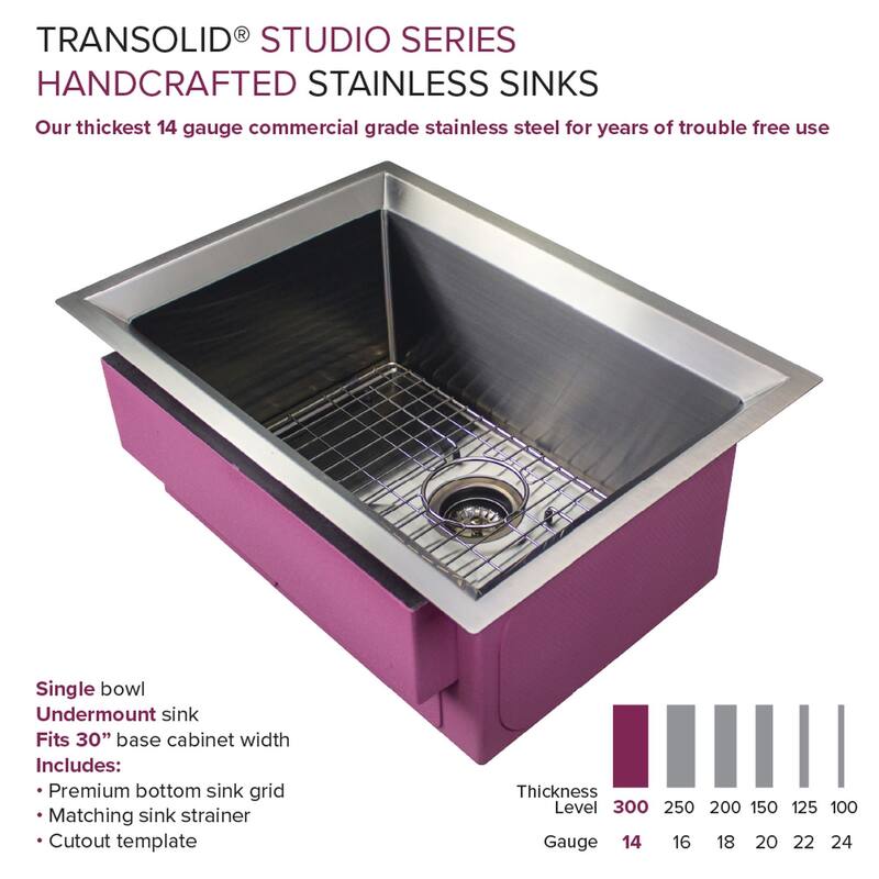 Transolid PUSB261911 Studio 26" Undermount Single Basin Stainless