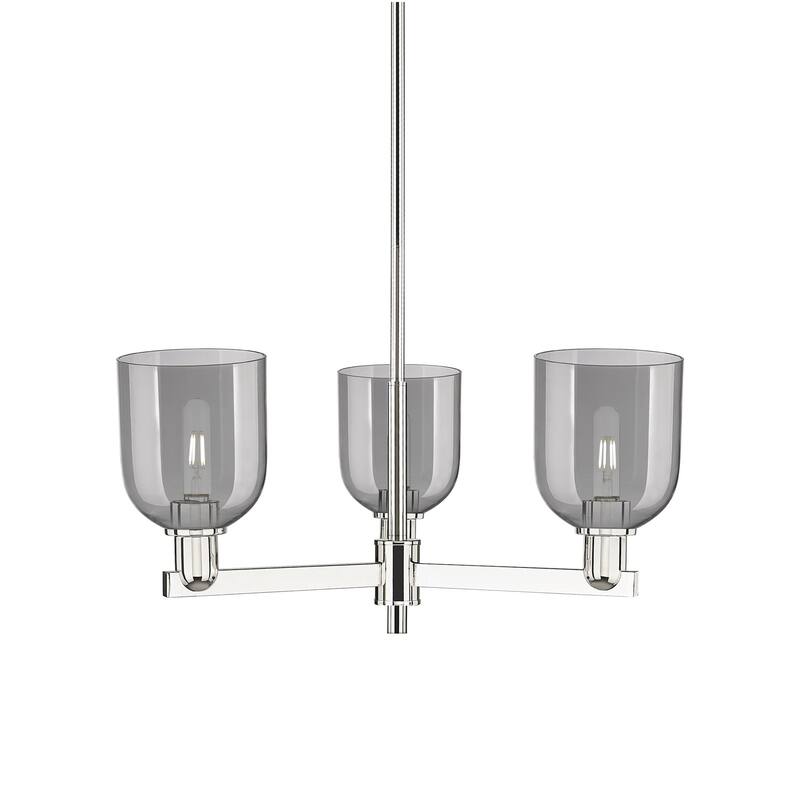 Innovations Lighting 716-3CR-12-28 Bella Chandelier Bella 3 Light 28" - Polished Nickel / Light Smoke