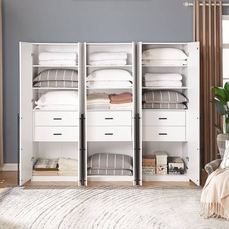 Manhattan Comfort Lee Modern 1.0 Freestanding Wardrobe Closet Armoire Set of 3