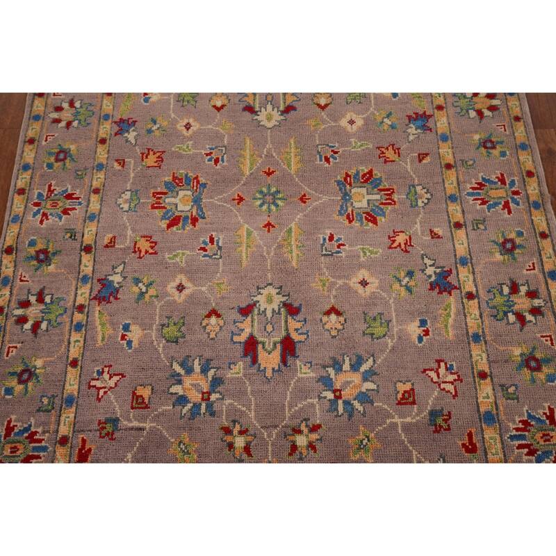 Brown Floral Oushak Oriental Accent Rug Hand-Knotted Wool Carpet - 3'4" x 5'2"