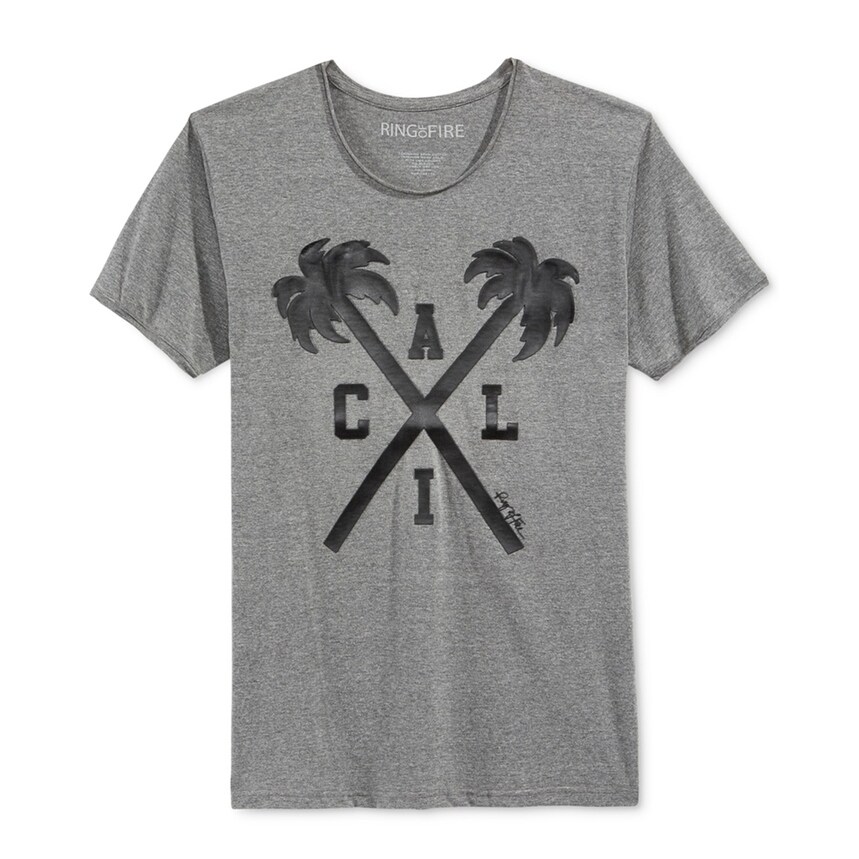 Shop Ring Of Fire Mens Cali Palms Graphic T Shirt Grey Xx Large