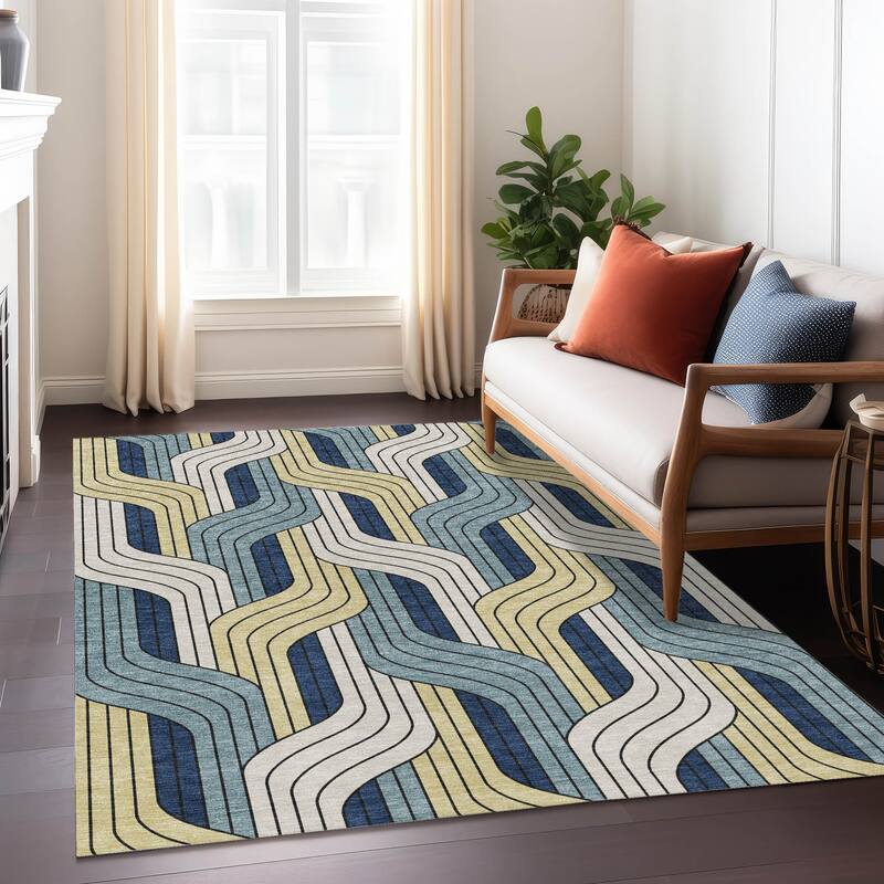 Machine Washable Indoor/ Outdoor Modern Pathway Chantille Rug