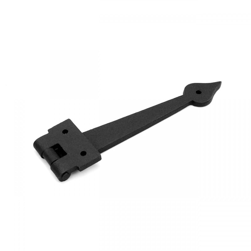 Black Wrought Iron Strap Hinge Pair 7-3/8" Spear Tip Flush Mount Strap Hinges with Mounting Hardware Renovators Supply