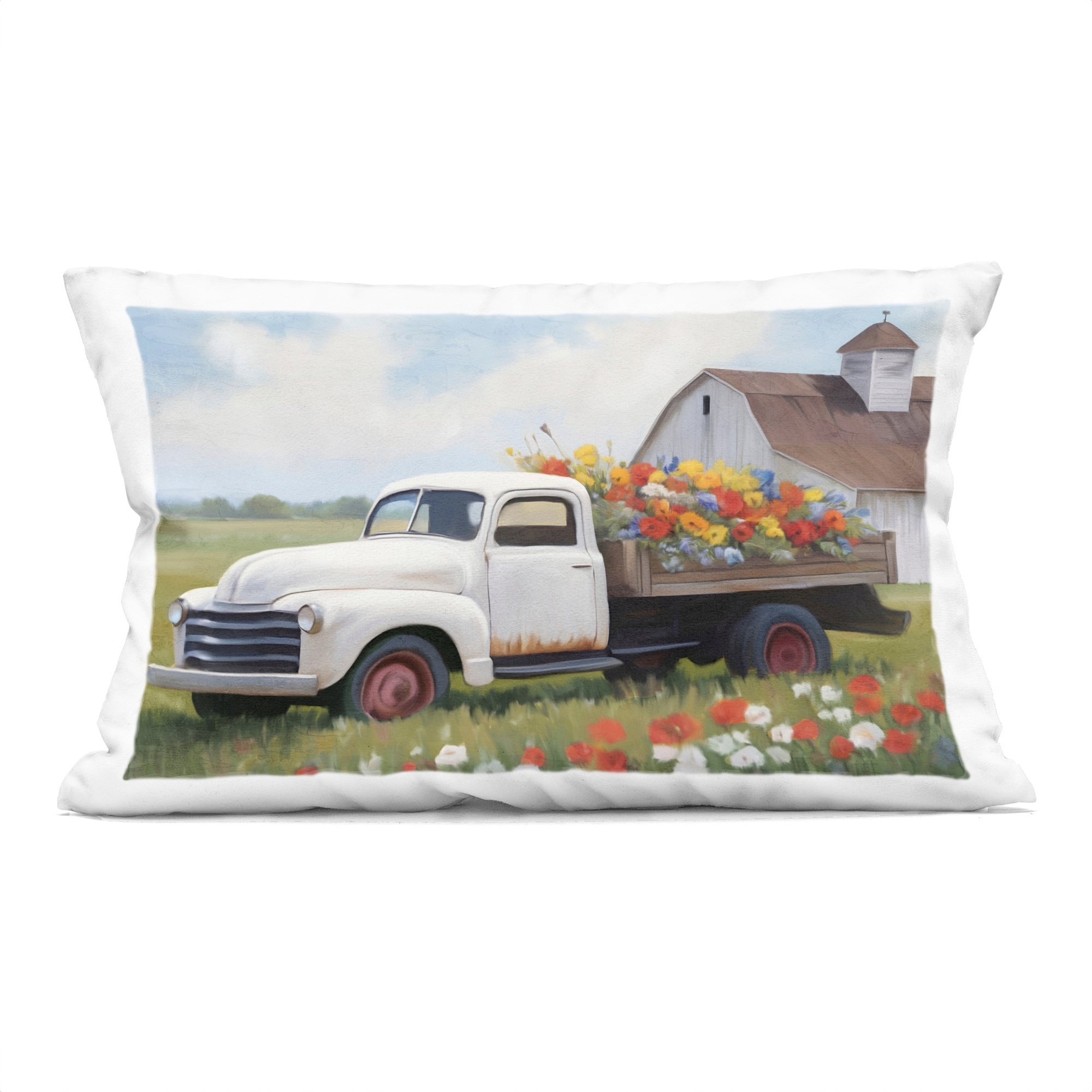Stupell White Delivery Floral Truck Decorative Printed Throw Pillow Design by Kim Allen