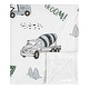 preview thumbnail 1 of 3, Construction Truck Collection Boy Baby Receiving Security Swaddle Blanket - Grey Yellow Black Blue and Green Transportation