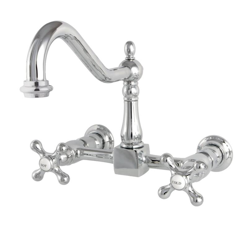 Kingston Brass Heritage 1.8 GPM Wall Mounted Bridge Kitchen Faucet - Polished Chrome