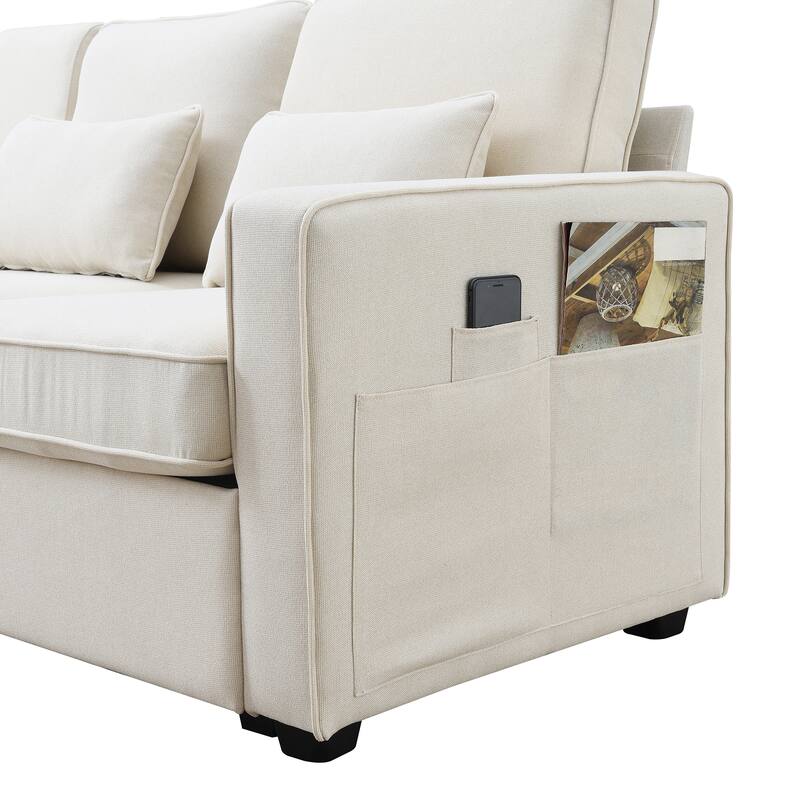 Cotton Linen Sofa with USB: Modern Comfort with Storage