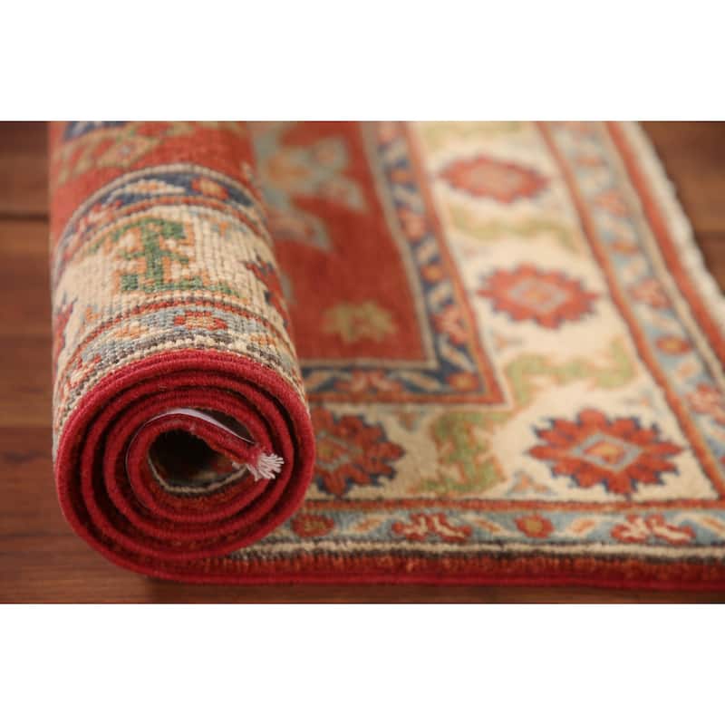 Geometric Kazak Oriental Accent Rug Handmade Traditional Wool Carpet - 2'7" x 4'0"