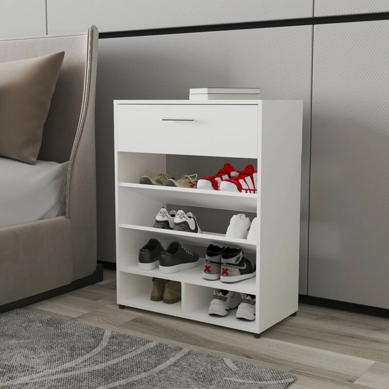 White Shoe Rack with 1-Drawer: A Stylish and Functional Storage Solution
