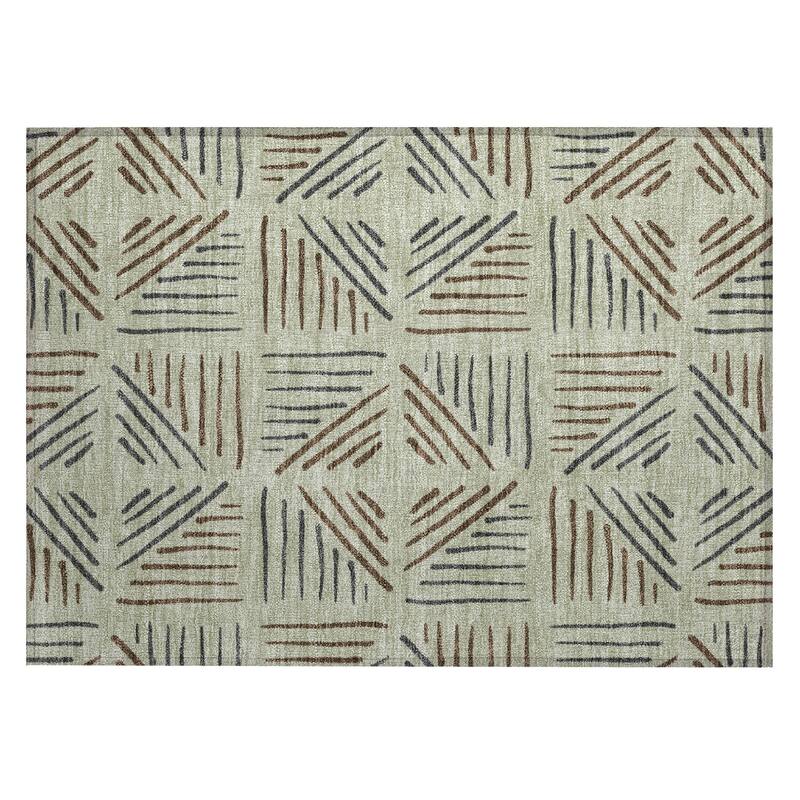 Machine Washable Indoor/ Outdoor Geo Dia Chantille Rug