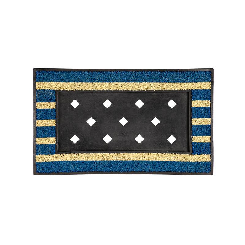 30 in. x 18 in. Blue and White Stripe Coir Sassafras Mat Tray